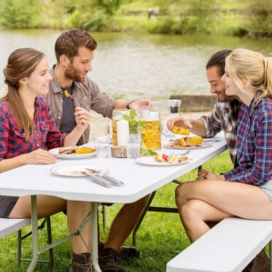 Campingbord sammenleggbart - 183x76x74cm - hvit