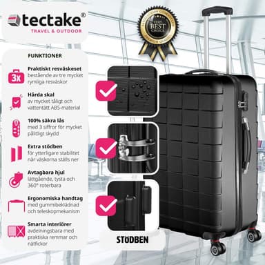 Koffert sett 3 deler hardcase - svart