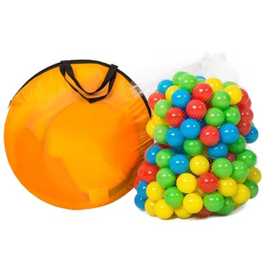 Leketelt pyramide med tunnel og 200 baller - flerfarget