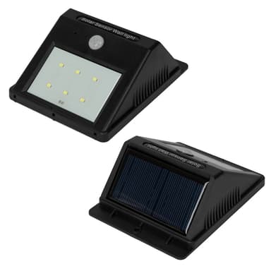8 stk LED solcelle vegglamper med bevegelsesdetektor - svart