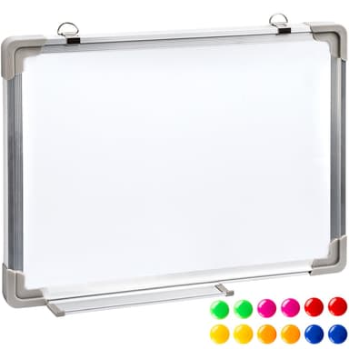 Whiteboard magnettavle + 12 magneter - 60 x 45 x 2 cm