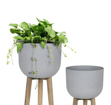 Planteholder SANDSTEIN D40xH73,5cm, grå