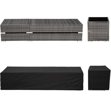 2 Solsenger poly rotting + bord i aluminium - grå