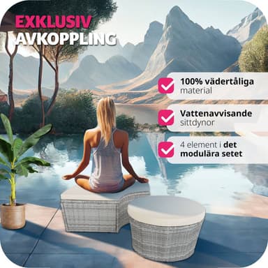 Rund solseng med soltak poly rotting - lysegrå