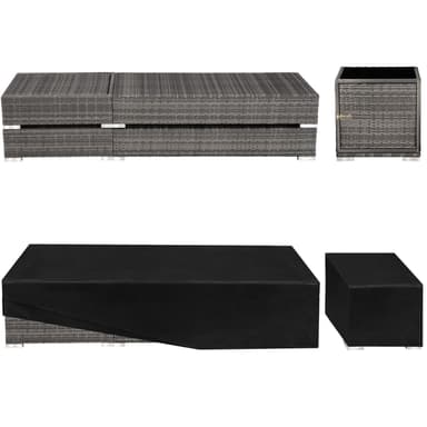 2 Solsenger poly rotting + bord i aluminium - grå