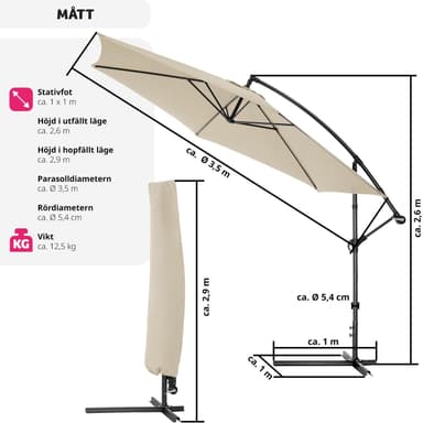 Parasoll 350cm - beige