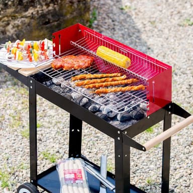 BBQ Kullgrill med to hjul - svart/rød