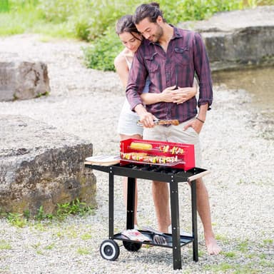 BBQ Kullgrill med to hjul - svart/rød