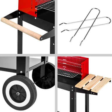 BBQ Kullgrill med to hjul - svart/rød
