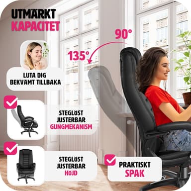 Kontorstol Lyx av kunstlær - svart