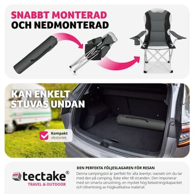 Campingstol med polstring - grå