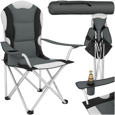 Campingstol med polstring - grå