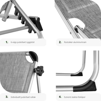 Solseng Lorella laget av aluminium, 6 nivåer - gråmelert
