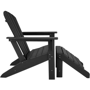 2 hagestoler med 2 fotstøtter og sidebord - svart