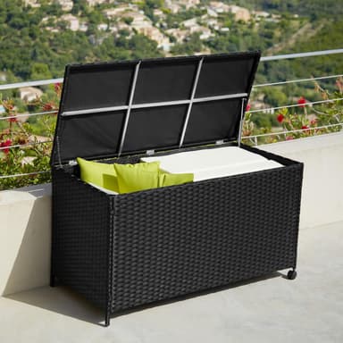 Puteboks med hjul 297 L - 117x54x64cm - svart/svart