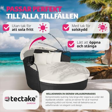 Rund solseng med soltak poly rotting - svart
