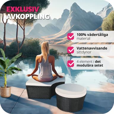 Rund solseng med soltak poly rotting - svart