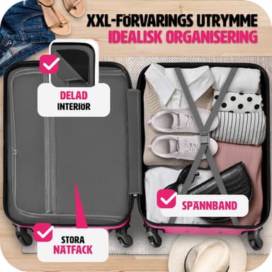 Koffert sett 3 deler hardcase ABS - pink