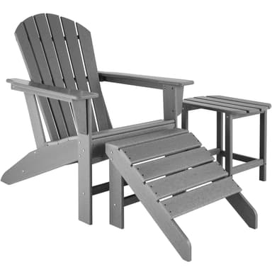 Sett av 2 hagestoler med fotskammel Adirondack-Design - grå