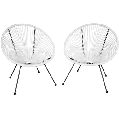 Sett med 2 stoler Gabriella Retro Acapulco-stil - hvit