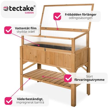 Blomsterkasse med hylle og drivhus 119x53x124cm - brun