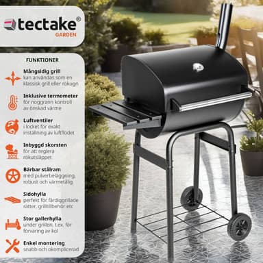 BBQ kullgrill av pulverlakkert metall - svart