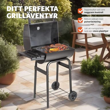 BBQ kullgrill av pulverlakkert metall - svart