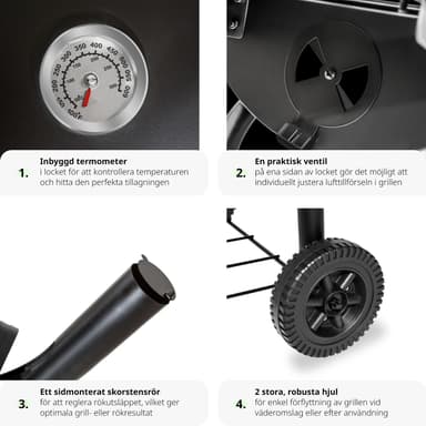 BBQ kullgrill av pulverlakkert metall - svart
