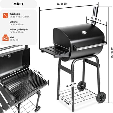 BBQ kullgrill av pulverlakkert metall - svart