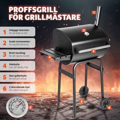 BBQ kullgrill av pulverlakkert metall - svart