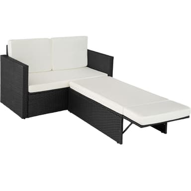 Poly rotting hagemøbel sofa Korfu - svart