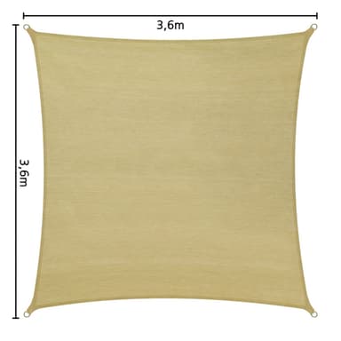 Solseil firkant, beige - 360 x 360 cm