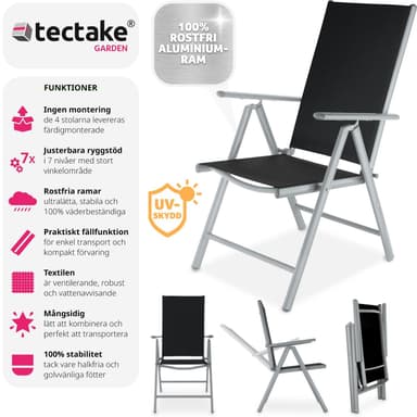 4 stk Aluminium hagestoler - sølv