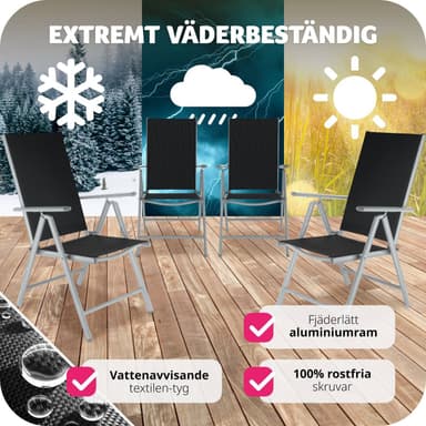 4 stk Aluminium hagestoler - sølv