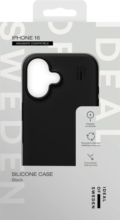 iDeal of Sweden Silicone iPhone 16 deksel (sort)
