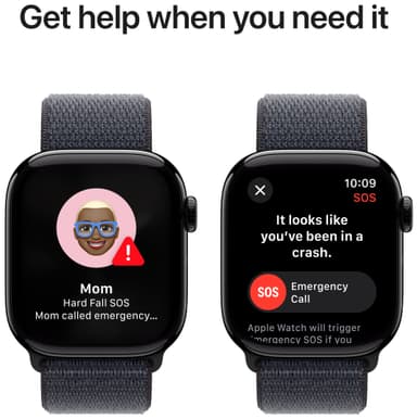Apple Watch S10 42mm GPS+Cel (Sort Aluminium/Blekk Sport Loop)