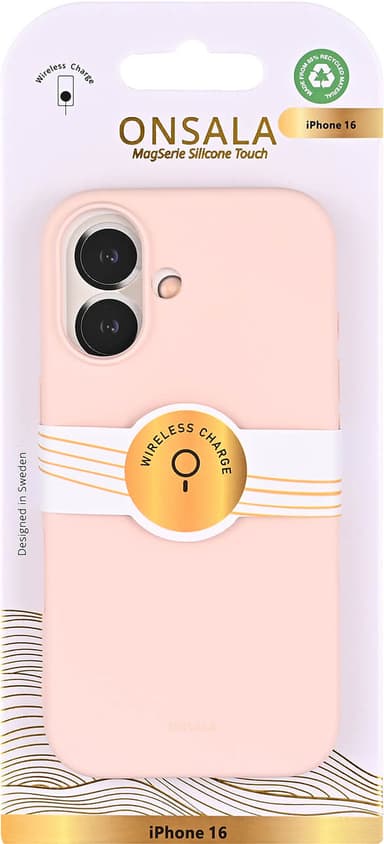 Onsala iPhone 16 silikondeksel (krittrosa)