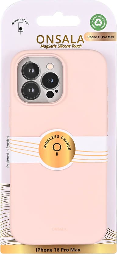Onsala iPhone 16 Pro Max silikondeksel (krittrosa)