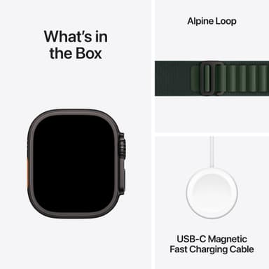 Apple Watch Ultra 2 49mm GPS+CEL (Sort Titan/Mørk Grønn Alpine Loop) L