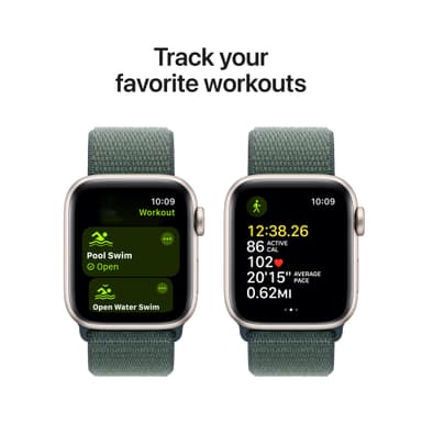 Apple Watch SE 2nd Gen 40mm GPS (Stjerneskinn Alu/Tjerngrønn sport loop)