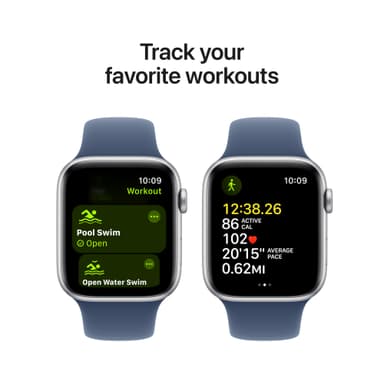 Apple Watch SE 2nd Gen 44mm GPS (Sølv Alu/Denim sport band S/M)