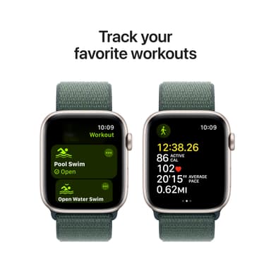 Apple Watch SE 2nd Gen 44mm LTE (Stjerneskinn Alu/Tjerngrønn sport loop)