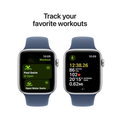 Apple Watch SE 2nd Gen 44mm GPS (Sølv Alu/Denim sport band M/L)