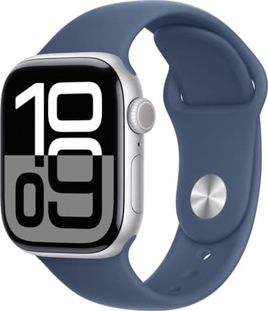 Apple Watch S10 46mm GPS+Cel (Sølv/Denim Sport Band) M/L