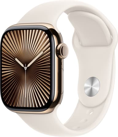 Apple Watch S10 46mm GPS+Cel (Gulltitan/Stjerneskinn Sport Band) S/M