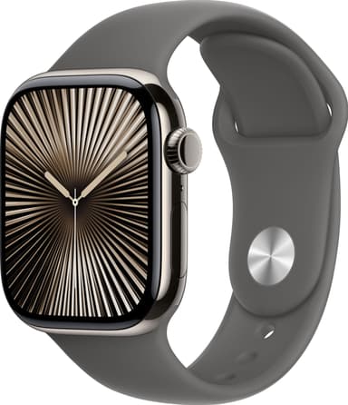 Apple Watch S10 42mm GPS+Cel (Naturlig Titan/Stengrå Sport Band) S/M