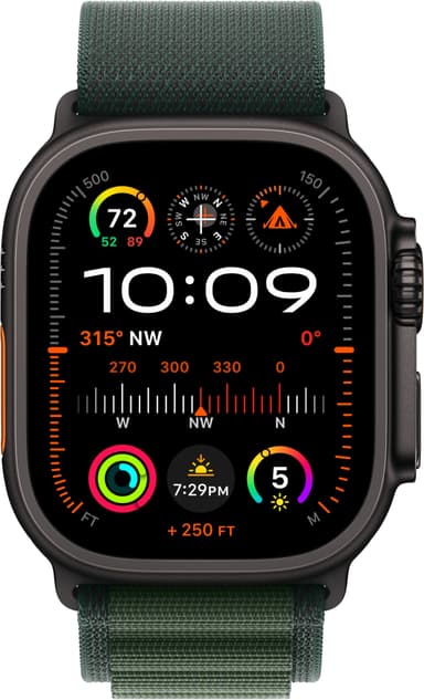 Apple Watch Ultra 2 49mm GPS+CEL (Sort Titan/Mørk Grønn Alpine Loop) S