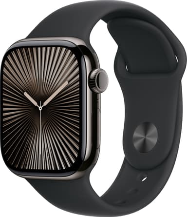 Apple Watch S10 42mm GPS+Cel (Skifertitan/Sort Sport Band) S/M