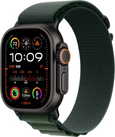 Apple Watch Ultra 2 49mm GPS+CEL (Sort Titan/Mørk Grønn Alpine Loop) S