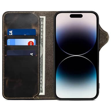 Denior mobildeksel lær iPhone 16 Pro - Svart